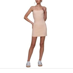 Avec Les Filles Tan Sheath Mini Dress Spaghetti Strap